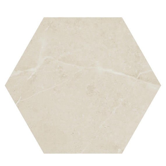 8 Scripter Hexagon  Stepwise Stone-Look Matte Smooth Porcelain Tile Beige Cream