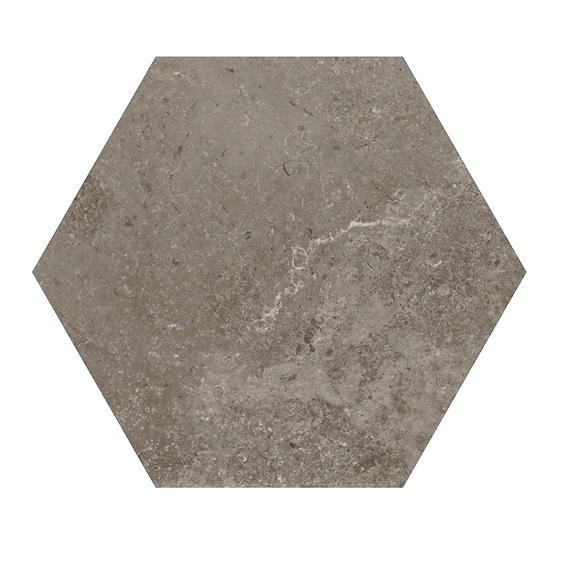8 Scripter Hexagon  Stepwise Stone-Look Matte Smooth Porcelain Tile Stone Gray