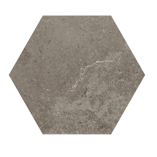 8 Scripter Hexagon  Stepwise Stone-Look Matte Smooth Porcelain Tile Stone Gray