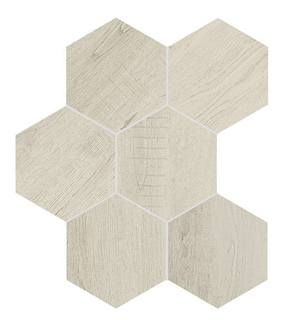 8x9 Sleigh Creek Hexagon  Natural Wood-Look Matte Smooth Porcelain Tile Ash Wood