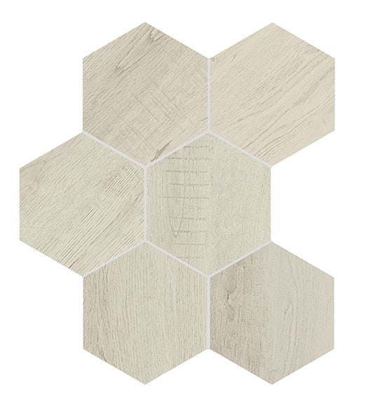 8x9 Sleigh Creek Hexagon  Natural Wood-Look Matte Smooth Porcelain Tile Ash Wood