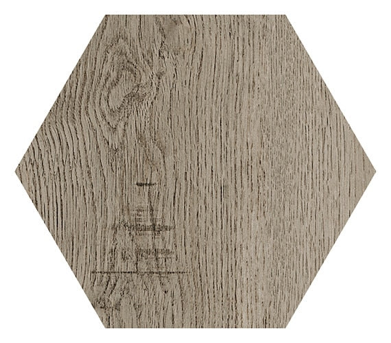 8x9 Sleigh Creek Hexagon  Natural Wood-Look Matte Smooth Porcelain Tile Taupe Wood