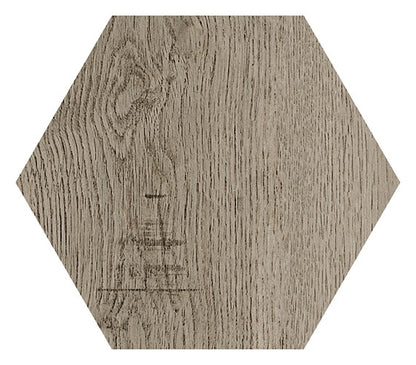 8x9 Sleigh Creek Hexagon  Natural Wood-Look Matte Smooth Porcelain Tile Taupe Wood