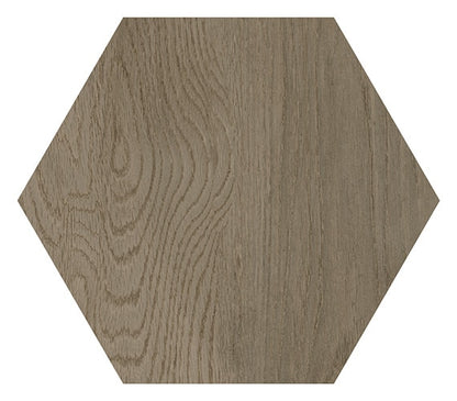 8x9 Sleigh Creek Hexagon  Natural Wood-Look Matte Smooth Porcelain Tile Mocha Wood