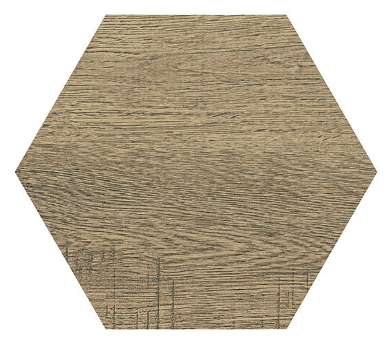 8x9 Sleigh Creek Hexagon  Natural Wood-Look Matte Smooth Porcelain Tile Sandy Wood