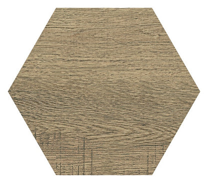 8x9 Sleigh Creek Hexagon  Natural Wood-Look Matte Smooth Porcelain Tile Sandy Wood