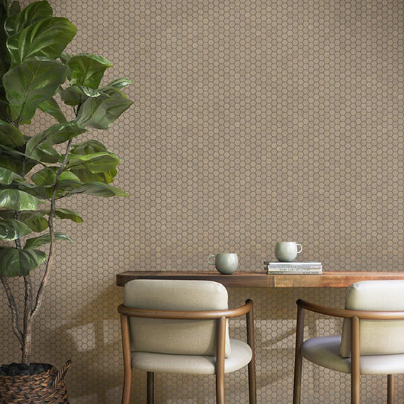 8x9 Moroccan Concrete Hexagon  Natural Concrete-Look Matte Smooth Porcelain Tile Light Brown