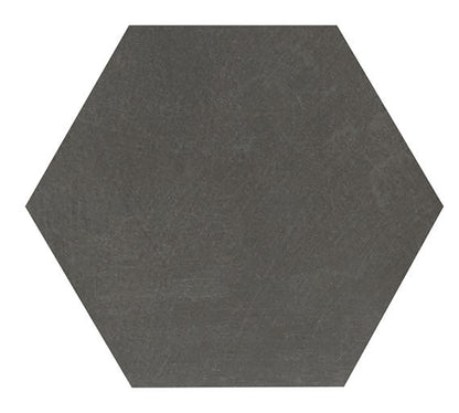 8x9 Moroccan Concrete Hexagon  Natural Concrete-Look Matte Smooth Porcelain Tile Dark Gray
