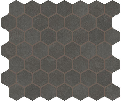 8x9 Moroccan Concrete Hexagon  Natural Concrete-Look Matte Smooth Porcelain Tile Dark Gray