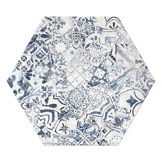 8x8 Scripter Hexagon Patchwork Natural Stone-Look Matte Smooth Porcelain Tile