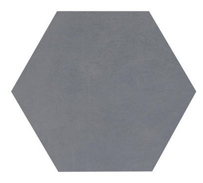 8x9 Moroccan Concrete Hexagon  Natural Concrete-Look Matte Smooth Porcelain Tile Blue Gray