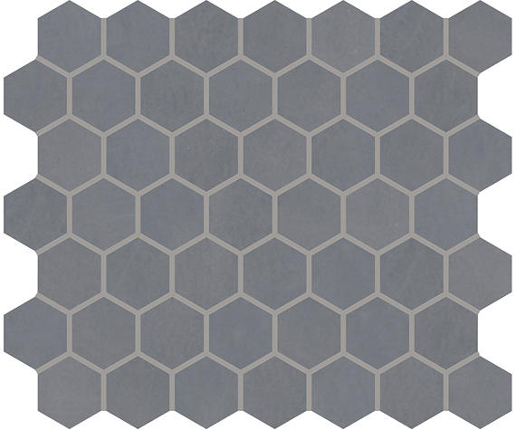 8x9 Moroccan Concrete Hexagon  Natural Concrete-Look Matte Smooth Porcelain Tile Blue Gray