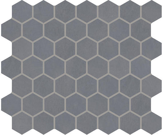 8x9 Moroccan Concrete Hexagon  Natural Concrete-Look Matte Smooth Porcelain Tile Blue Gray