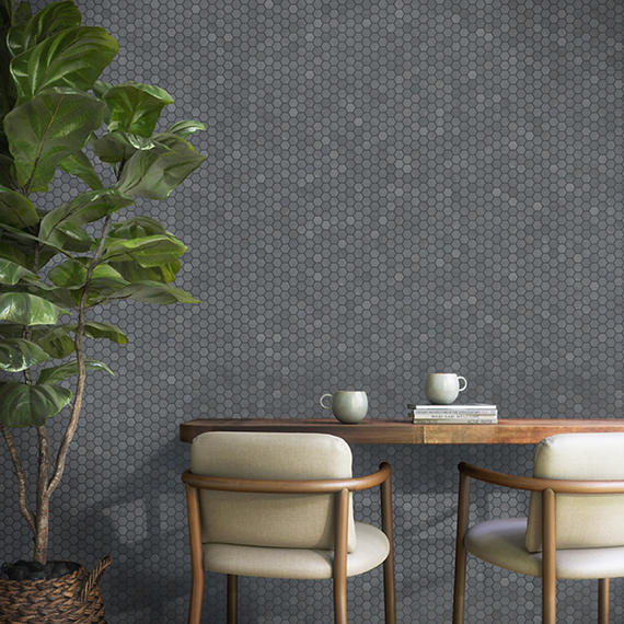 8x9 Moroccan Concrete Hexagon  Natural Concrete-Look Matte Smooth Porcelain Tile Blue Gray
