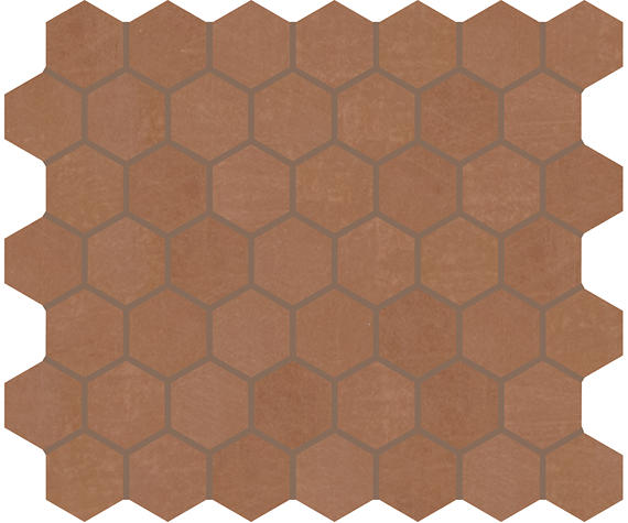 8x9 Moroccan Concrete Hexagon  Natural Concrete-Look Matte Smooth Porcelain Tile Red Orange