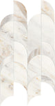 8x19 Gamma Multi-Polygon Ellipse Oval  Mosaic Marble-Look Polished Smooth Stone Tile Golden White
