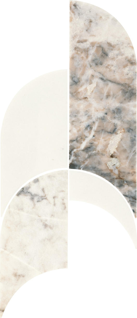 8x19 Gamma Multi-Polygon Ellipse Oval  Mosaic Marble-Look Polished Smooth Stone Tile Gray Marble