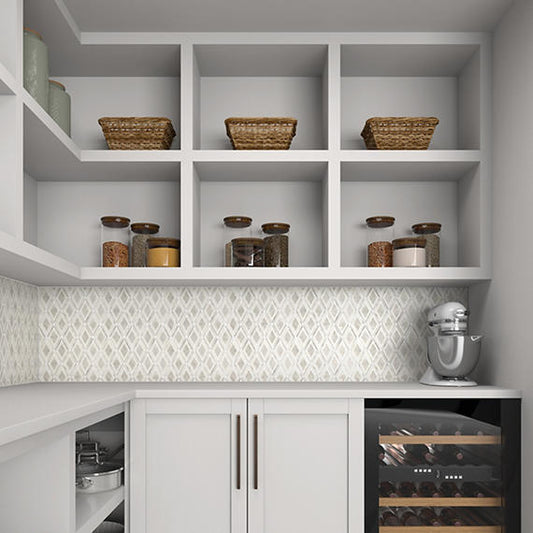 12x13 Decorative Accents Diamond Framed Border Mosaic Stone-Look Polished Smooth Marble Tile