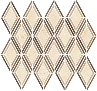 12x13 Decorative Accents Diamond Framed Border Mosaic Stone-Look Polished Smooth Marble Tile