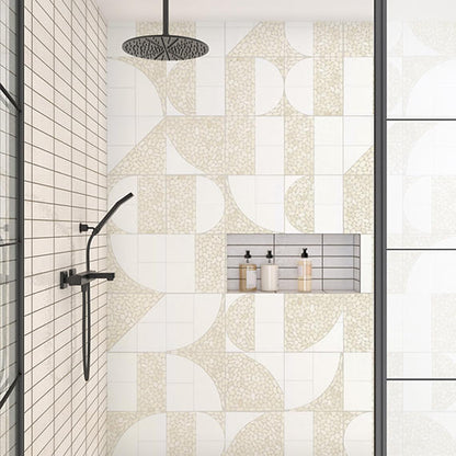 12x12 Pebble Oasis Square & Rectangle  Mosaic Natural-Look Tumbled Natural Pebble Tile Pebble White