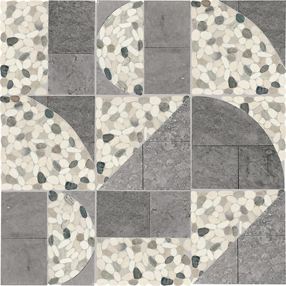 12x12 Pebble Oasis Square & Rectangle  Mosaic Natural-Look Tumbled Natural Pebble Tile Beige