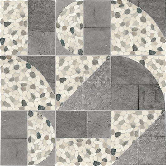 12x12 Pebble Oasis Square & Rectangle  Mosaic Natural-Look Tumbled Natural Pebble Tile Beige