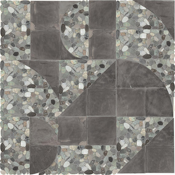 12x12 Pebble Oasis Square & Rectangle  Mosaic Natural-Look Tumbled Natural Pebble Tile Coastal Gray