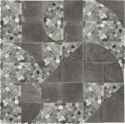 12x12 Pebble Oasis Square & Rectangle  Mosaic Natural-Look Tumbled Natural Pebble Tile Coastal Gray