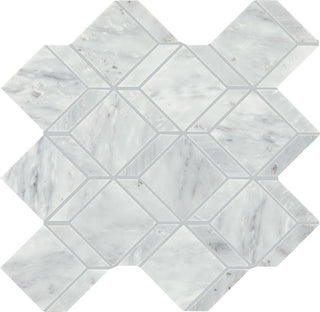 12x12 Gamma Diamond Rhombille Cube Mosaic Marble-Look Polished Smooth Stone Tile