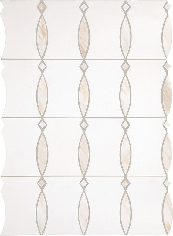 12x18 Perfit Mosaix Ellipse Oval  Mosaic Marble-Look Polished Smooth Stone Tile Ivory White
