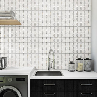 Ivory White - 12x18 Perfit Mosaix Ellipse Oval Mosaic Marble-Look Polished Smooth Stone Tile