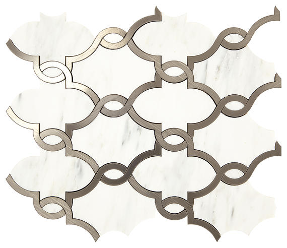 15x14 Castellina Stone Mosaics Arabesque  Mosaic Mixed-Material Look Polished Smooth Stone Tile Warm Beige