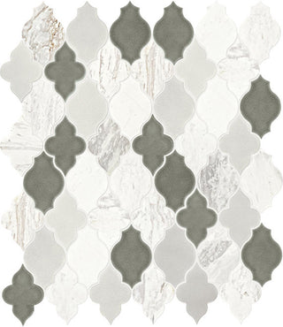 11x11 Raine Moroccan Arabesque Mosaic Mixed-Color Honed Smooth Marble Tile
