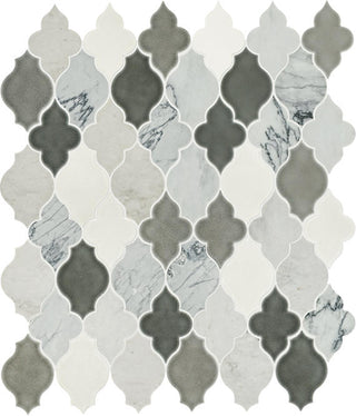 11x11 Raine Moroccan Arabesque Mosaic Mixed-Color Honed Smooth Marble Tile