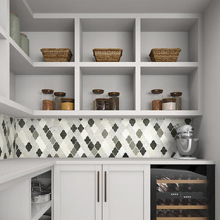 Storm Gray - 11x11 Raine Moroccan Arabesque Mosaic Mixed-Color Honed Smooth Marble Tile