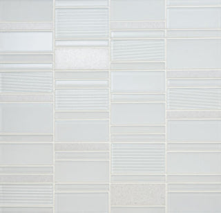 White - 12x12 Serentina Random Pattern Stacked Mosaic Mixed-Color Glossy Smooth Glass Tile