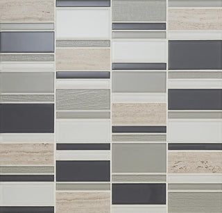 12x12 Serentina Random Pattern Stacked Mosaic Mixed-Color Glossy Smooth Glass Tile