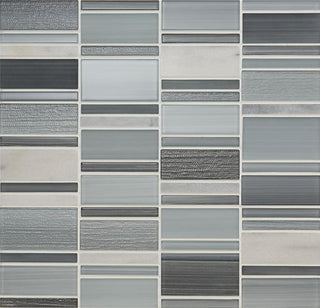 12x12 Serentina Random Pattern Stacked Mosaic Mixed-Color Glossy Smooth Glass Tile