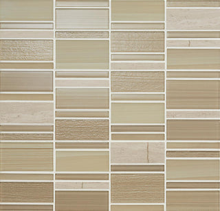 12x12 Serentina Random Pattern Stacked Mosaic Mixed-Color Glossy Smooth Glass Tile