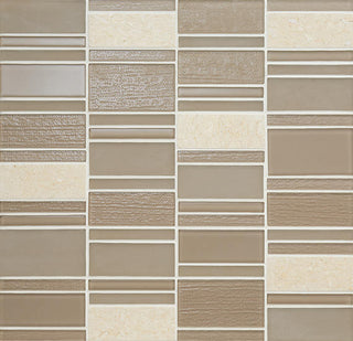 12x12 Serentina Random Pattern Stacked Mosaic Mixed-Color Glossy Smooth Glass Tile
