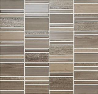 12x12 Serentina Random Pattern Stacked Mosaic Mixed-Color Glossy Smooth Glass Tile