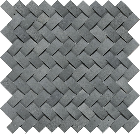 11/2x3/4 Stone A La Mod Basketweave  Mosaic Stone-Look Honed Smooth Stone Tile Charcoal Black