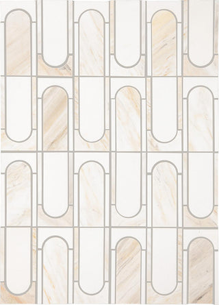 12x18 Perfit Mosaix Ellipse Oval Grid Mosaic Marble-Look Polished Smooth Stone Tile