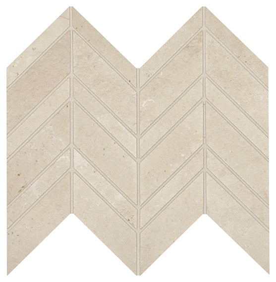 12x13 Modern Formation Chevron  Patterned Stone-Look Matte Smooth Porcelain Tile White