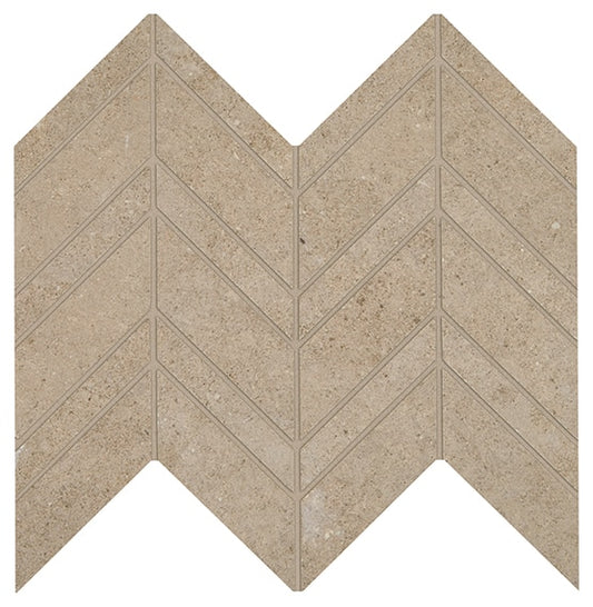 12x13 Modern Formation Chevron  Patterned Stone-Look Matte Smooth Porcelain Tile Beige