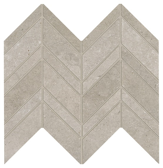 12x13 Modern Formation Chevron  Patterned Stone-Look Matte Smooth Porcelain Tile Medium Gray