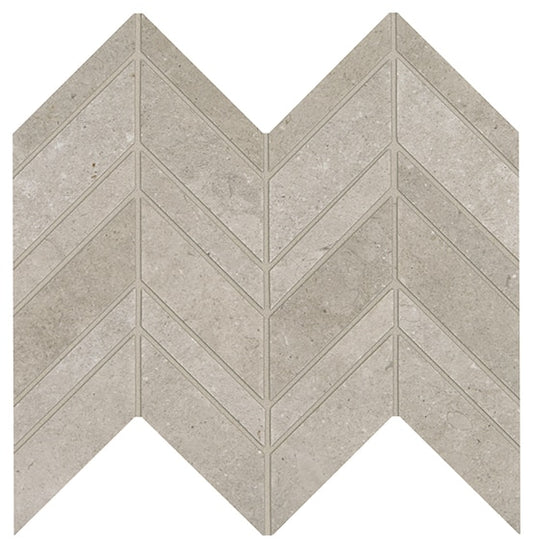 12x13 Modern Formation Chevron  Patterned Stone-Look Matte Smooth Porcelain Tile Medium Gray