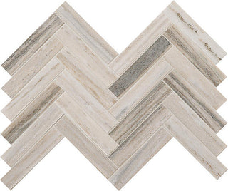 Light Gray - 15x17 Haven Point Chevron Mosaic Natural-Look Honed Smooth Stone Tile