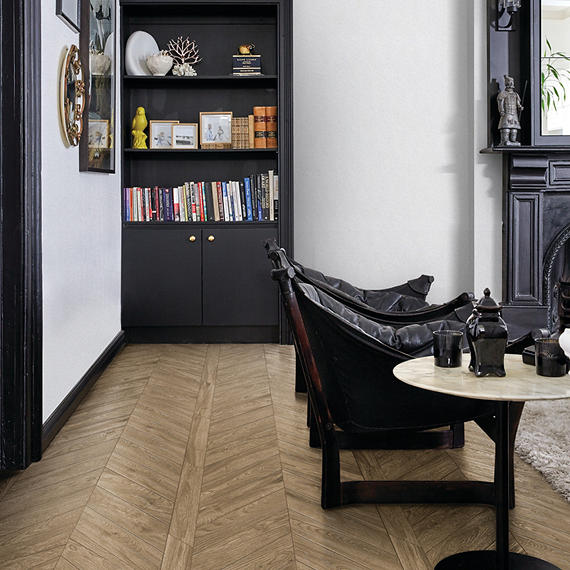 4x21 Vero Chevron  Natural Wood-Look Matte Smooth Porcelain Tile Medium Brown