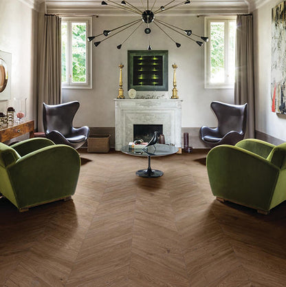 4x21 Vero Chevron  Natural Wood-Look Matte Smooth Porcelain Tile Warm Brown